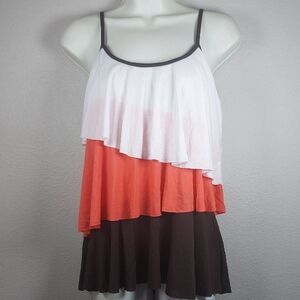 Love By Design White/orange And Brown Top